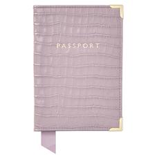 Passport Cover in Deep Shine Lilac Small Croc