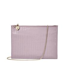 Soho Clutch in Deep Shine Lilac Small Croc & Smooth Lilac