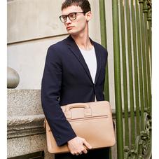 Connaught Document Case in Camel Saffiano