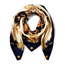 Signature Silk Twill Scarf in Navy (27.5