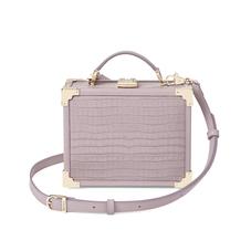 Mini Trunk Clutch in Deep Shine Lilac Small Croc
