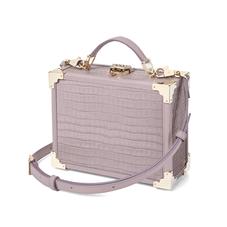 Mini Trunk Clutch in Deep Shine Lilac Small Croc