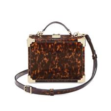 Mini Trunk Clutch in Deep Shine Tortoiseshell Patent