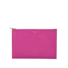 Large Essential Flat Pouch in Orchid Saffiano