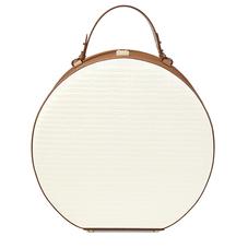 Large Hat Box in Deep Shine Ivory Small Croc & Camel Lizard