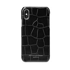 iPhone X Leather Cover in Deep Shine Black Croc