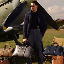 Aerodrome Long Weekender in Navy Canvas & Dark Brown Pebble