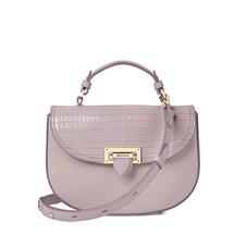 Letterbox Saddle Bag in Deep Shine Lilac Small Croc & Smooth Lilac
