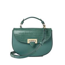 Letterbox Saddle Bag in Deep Shine Sage Small Croc & Smooth Sage