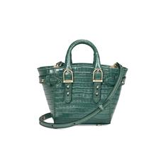 Micro Marylebone Tote in Deep Shine Sage Small Croc