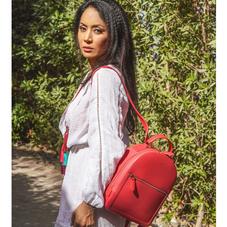 Small Mount Street Backpack in Dahlia Saffiano