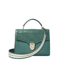 Mayfair Bag in Deep Shine Sage Small Croc & Smooth Sage with Stripe Strap