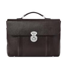 Aerodrome Briefcase in Dark Brown Pebble