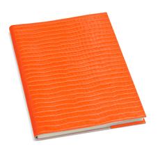 A4 Refillable Leather Journal in Deep Shine Amber Small Croc