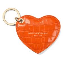 Heart Key Ring in Deep Shine Amber Small Croc
