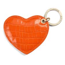 Heart Key Ring in Deep Shine Amber Small Croc