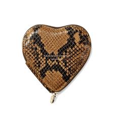 Heart Coin Purse in Mustard Python Print