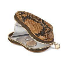 Heart Coin Purse in Mustard Python Print