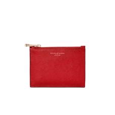 Small Essential Flat Pouch in Scarlet Saffiano