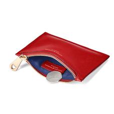 Small Essential Flat Pouch in Scarlet Saffiano