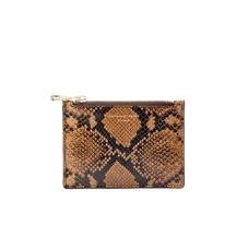 Small Essential Flat Pouch in Mustard Python Print