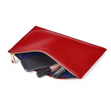Large Essential Flat Pouch in Scarlet Saffiano