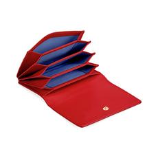 Accordion Zipped Credit Card Holder in Smooth Scarlet