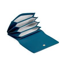 Accordion Zipped Credit Card Holder in Smooth Topaz