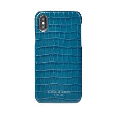 iPhone X Leather Cover in Deep Shine Topaz Small Croc
