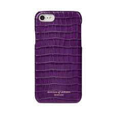 iPhone 7/8 Leather Cover in Deep Shine Amethyst Small Croc