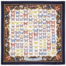 Aspinal x Caudwell Children (Butterflies Silk Scarf in Navy)