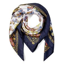 Aspinal x Caudwell Children (Butterflies Silk Scarf in Navy)