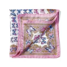Aspinal x Caudwell Children (Butterflies Silk Pocket Square in Pink)