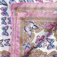 Aspinal x Caudwell Children (Butterflies Silk Pocket Square in Pink)