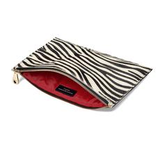Large Essential Flat Pouch in Zebra Haircalf & Black Polish