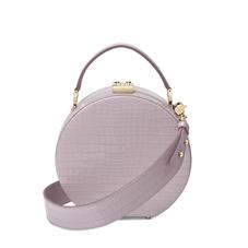 Mini Hat Box Bag in Deep Shine Lilac Small Croc