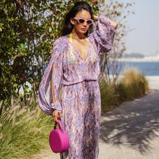 Mini Hat Box Bag in Orchid Saffiano
