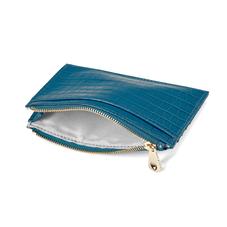 Double Sided Zipped Card & Coin Holder in Deep Shine Topaz Small Croc