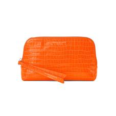 Small Essential Cosmetic Case in Deep Shine Amber Small Croc