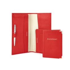 Lindberg Travel Wallet with Passport Cover in Scarlet Pebble