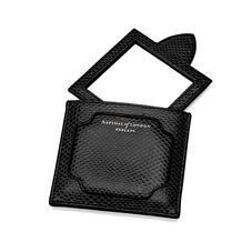 Marylebone Compact Mirror in Jet Black Lizard