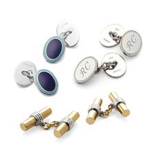 Sterling Silver, Gold & Enamel Cufflinks