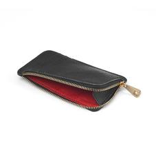 Zipped Coin Purse in Black Saffiano