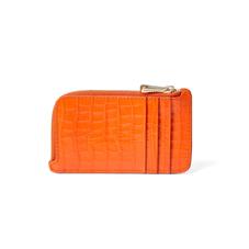 Zipped Coin Purse in Amber Small Croc