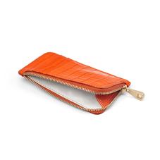Zipped Coin Purse in Amber Small Croc