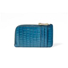Zipped Coin Purse in Topaz Small Croc