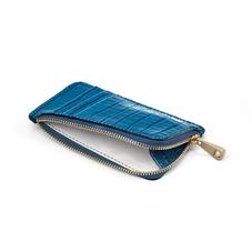 Zipped Coin Purse in Topaz Small Croc
