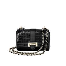 Micro Lottie Bag in Deep Shine Small Black Croc