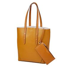 Essential Tote in Mustard Saffiano (with A-Stitched Side Panels)