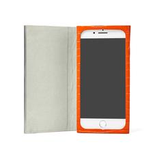 iPhone 7/8 Leather Book Case in Deep Shine Amber Small Croc